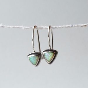 SOLD Sterling Silver White/Light Opal Earrings